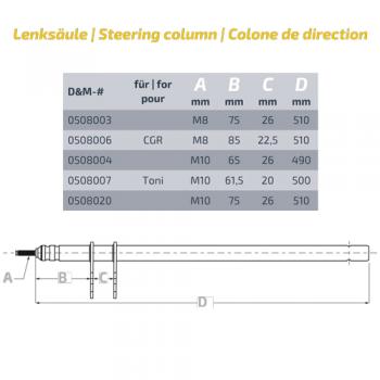 Lenksäule M10, 510/75mm